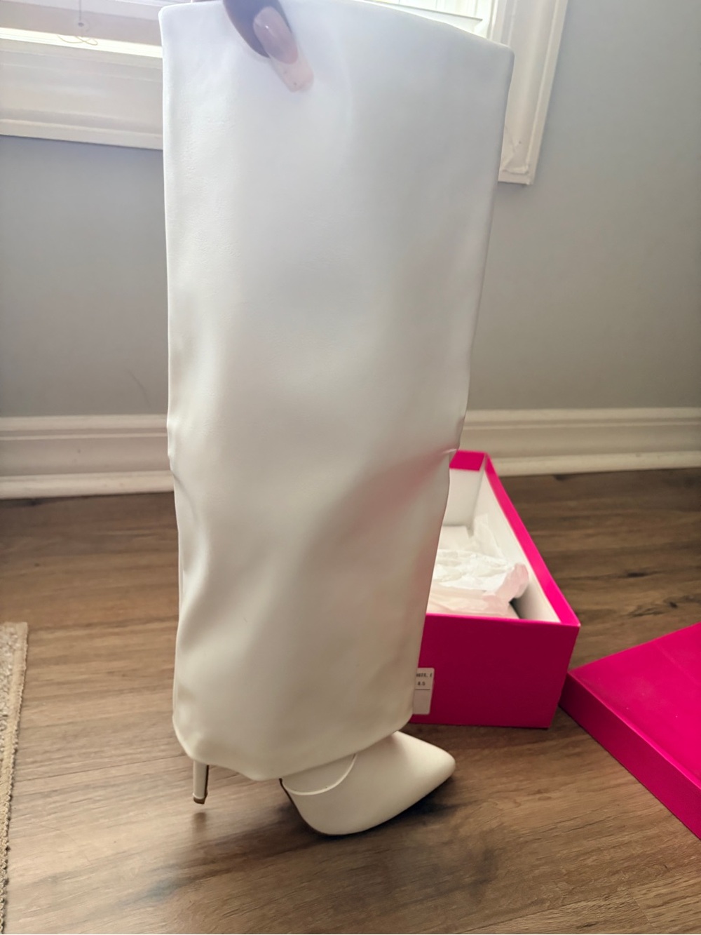 Shoe Dazzle White Over-the-Knee Stiletto Boot